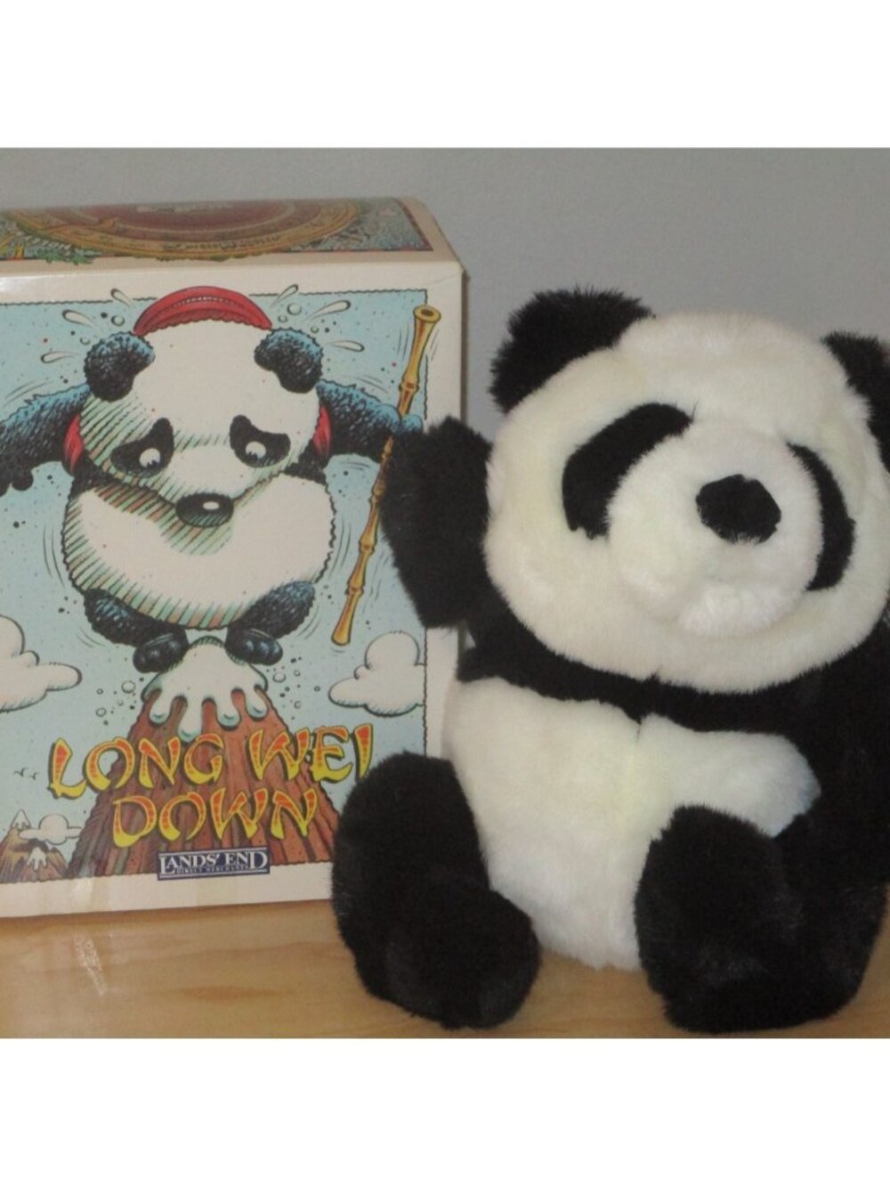 Lands' End Gund Long Wei Down Vintage Plush Brown Bear 2001 Vintage New in Box